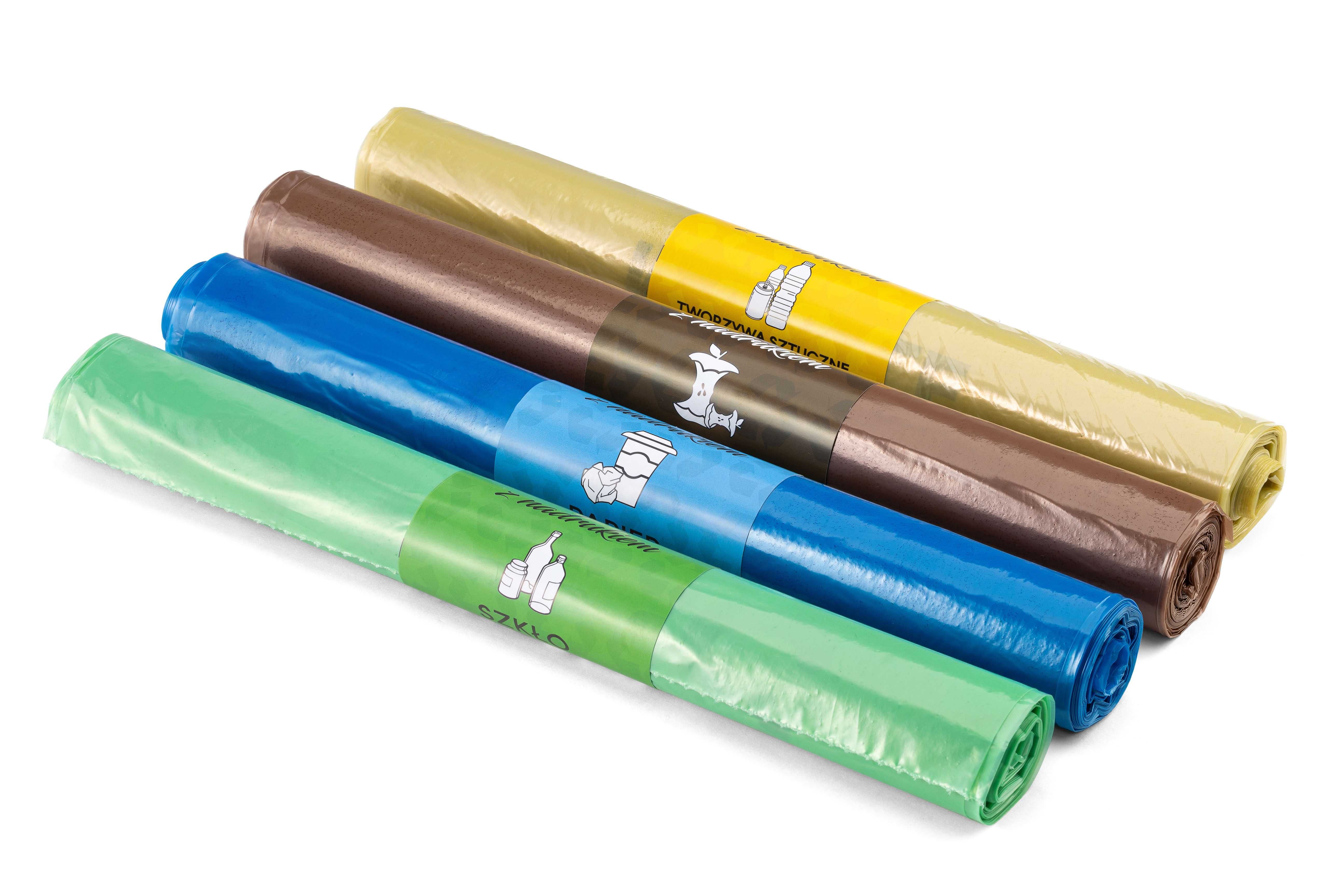 worek 120l na PAPIER - niebieskie 10 szt Z NADRUKIEM – SOLIDNE!