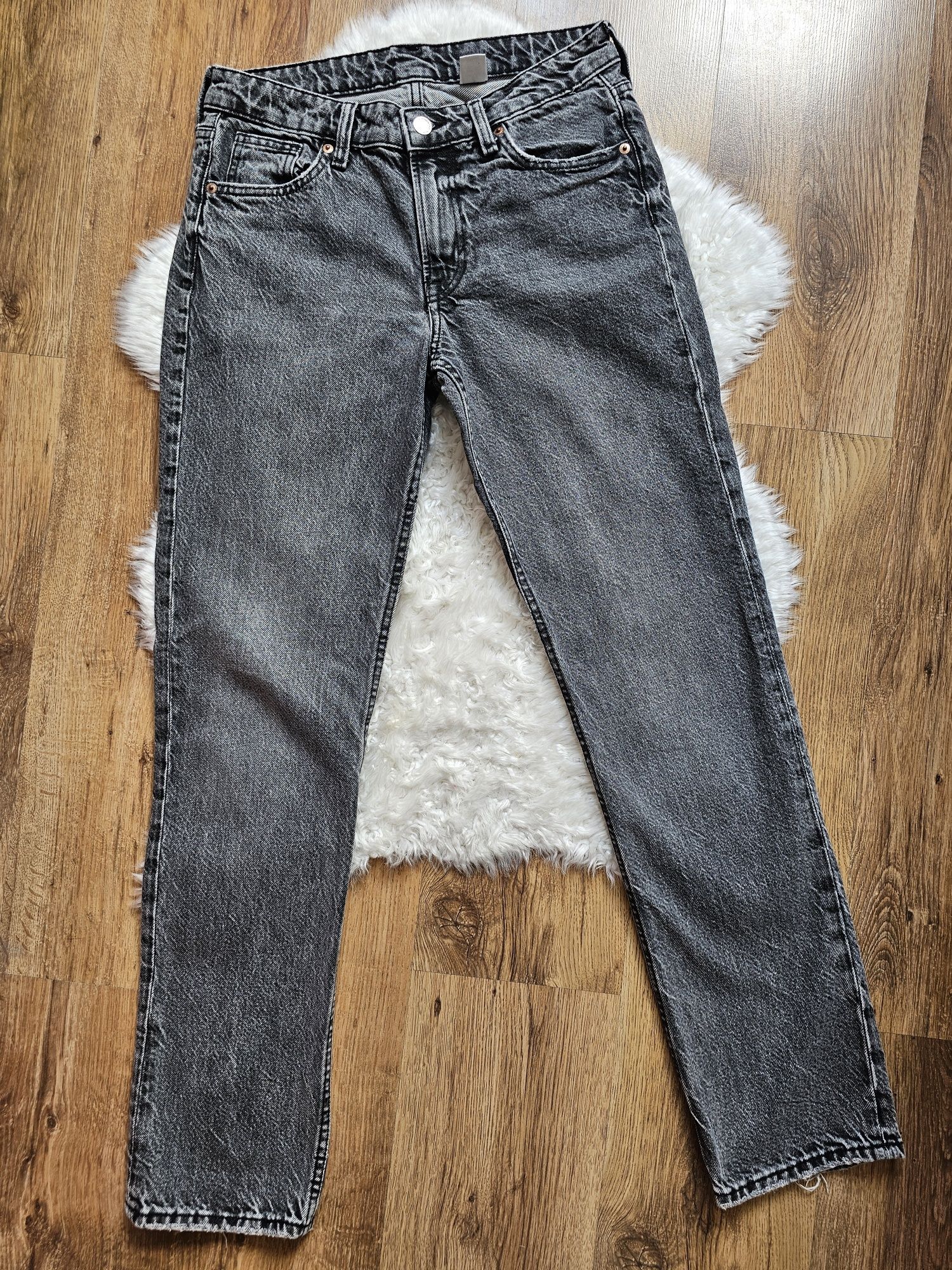 Spodnie jeansowe straight ciemnoszare S 36 H&M