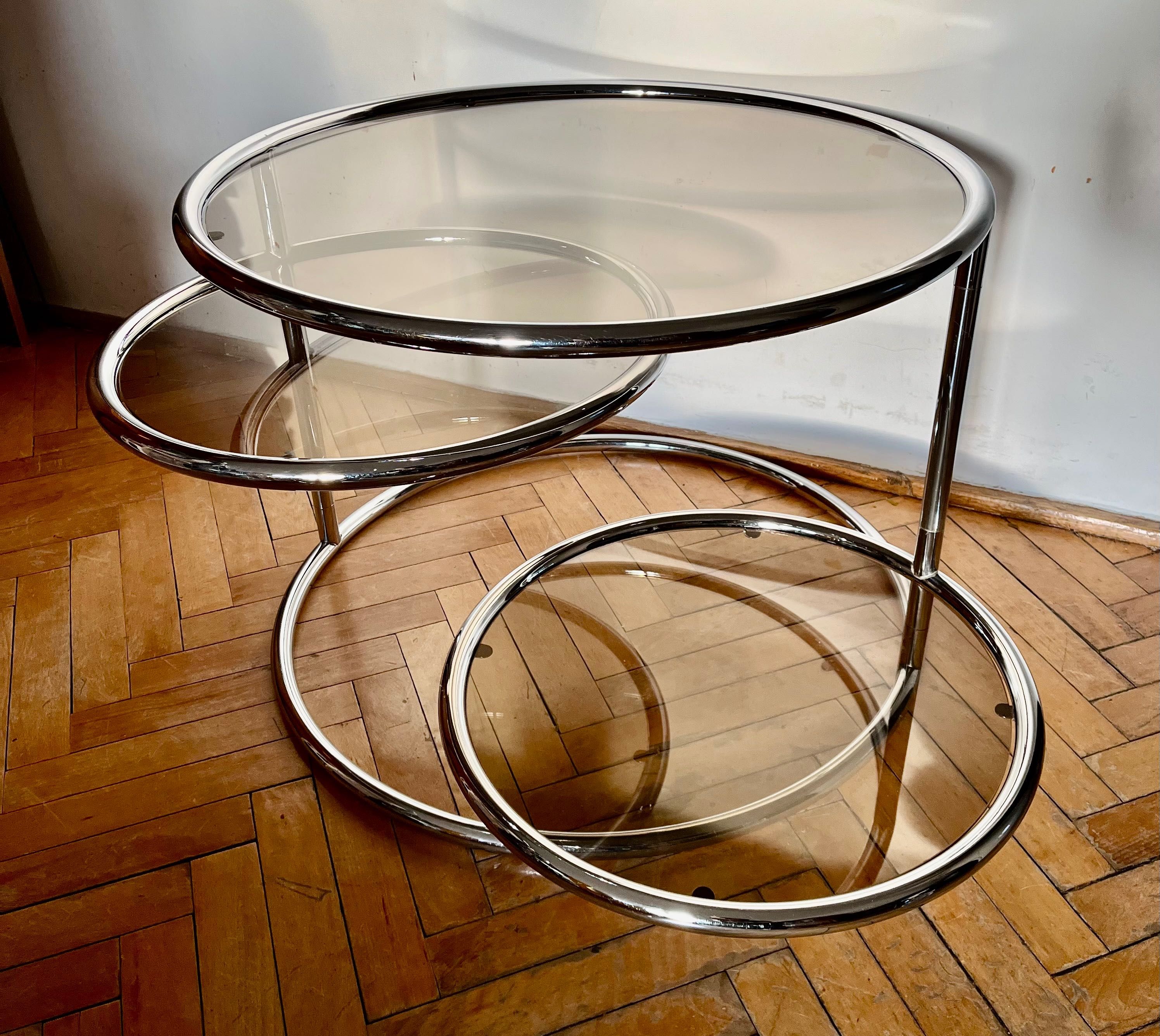 Stolik Bauhaus stolik kawowy Milo Baughman szklany vintage szkło prl
