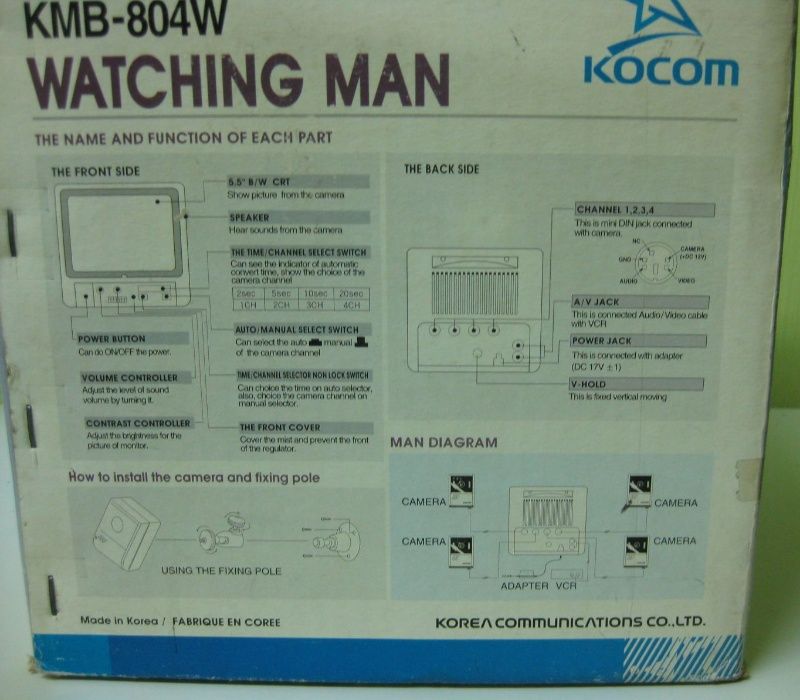 4700_ Монитор видеонаблюдения Kocom KMB-804W на 4 камеры