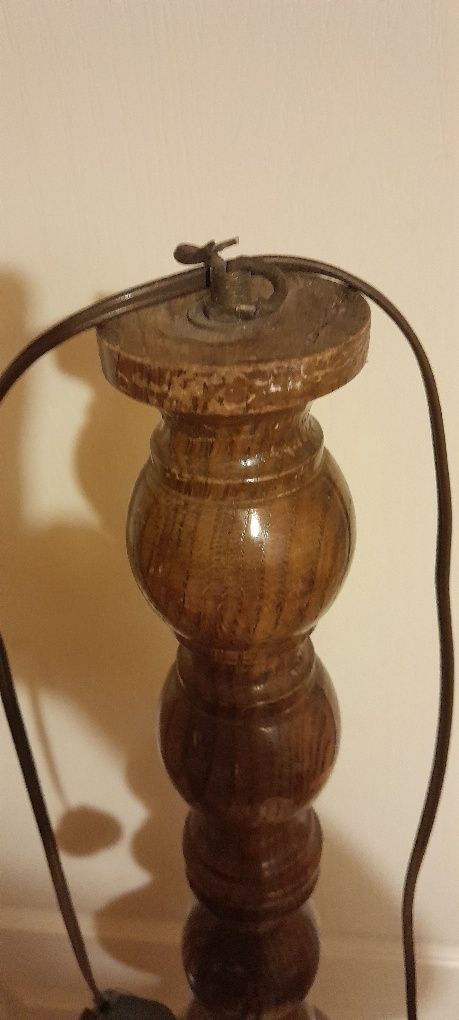Stara dębowa lampa stojąca,podlogowa