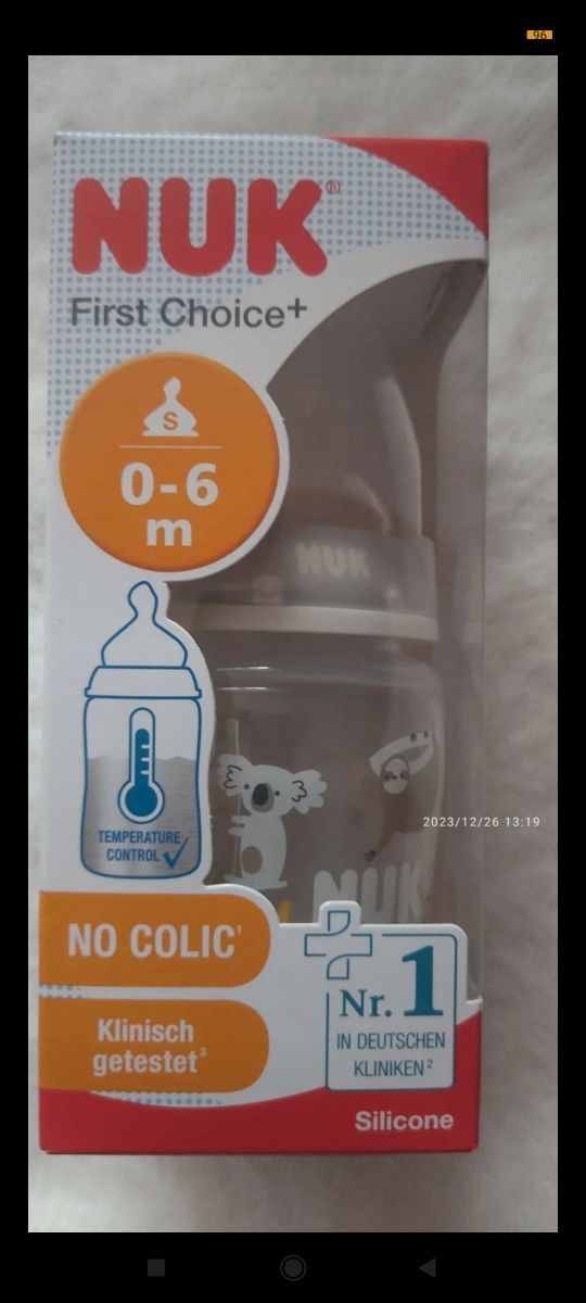 Nuk butelka pokazująca temperature nowa 1 szt . 150 ml.