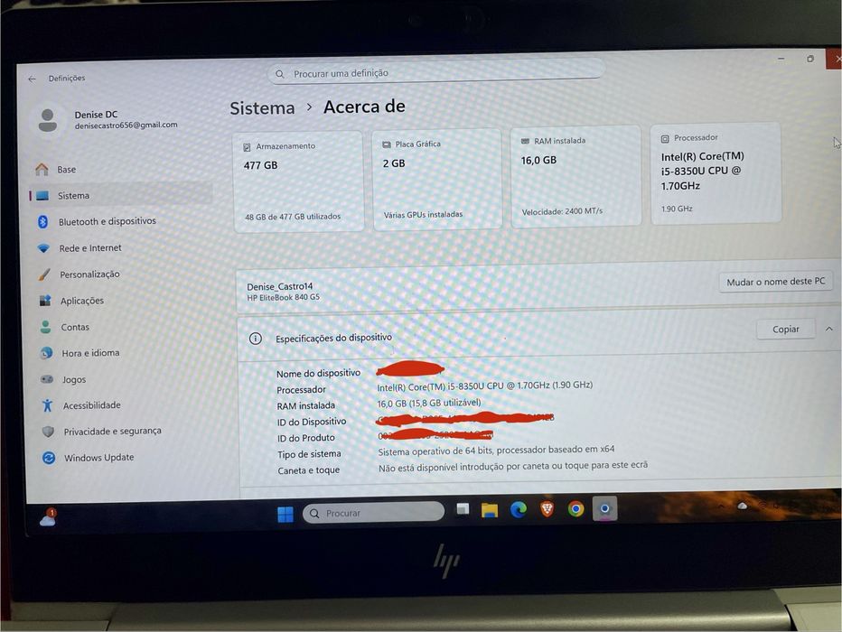HP EliteBook 840 G5 como novo
