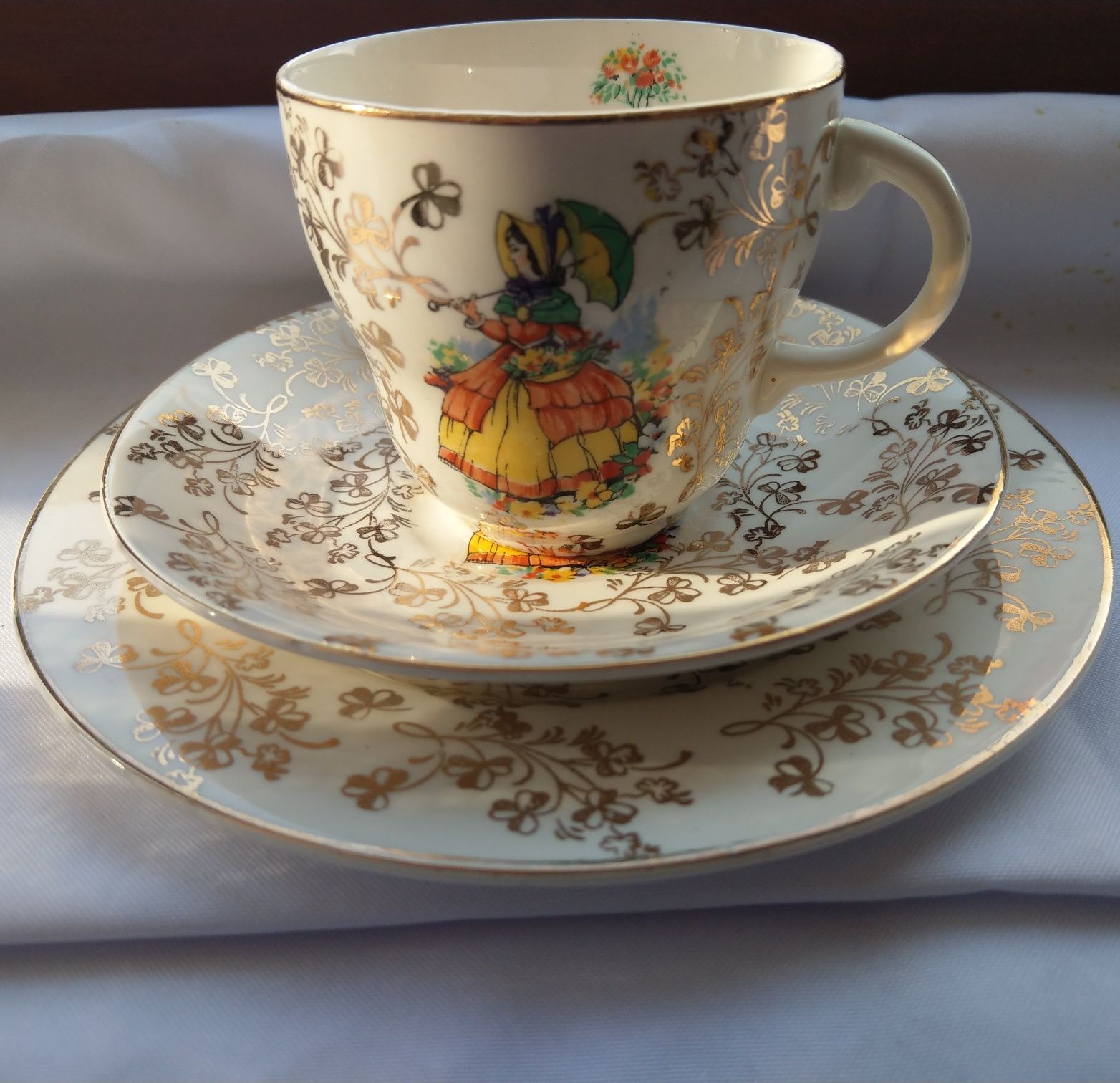 Antyczna Barratts Stafford filizanka trio angielska porcelana vintage