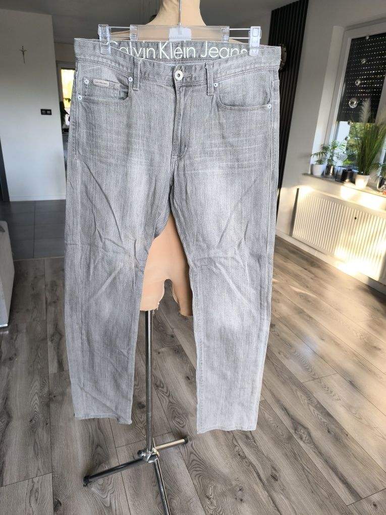 R.34 Calvin Klein Jeans spodnie jeansowe męskie szare klasyczne