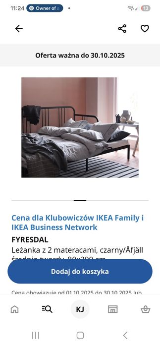 FYRESDAL

Leżanka z 2 materacami, czarny/Åfjäll średnio twardy, 80x200