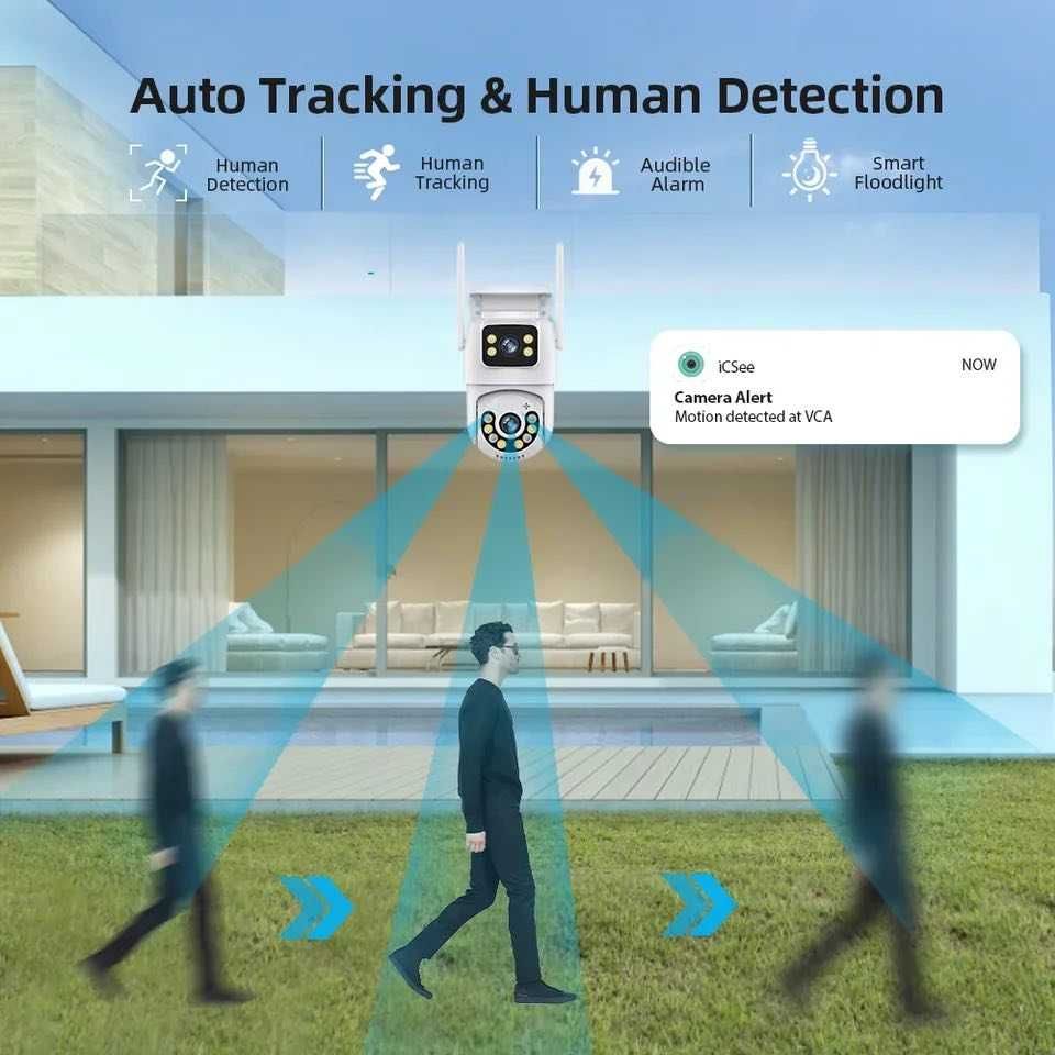 Подвійна вулична поворотна WiFi камера 8 MP