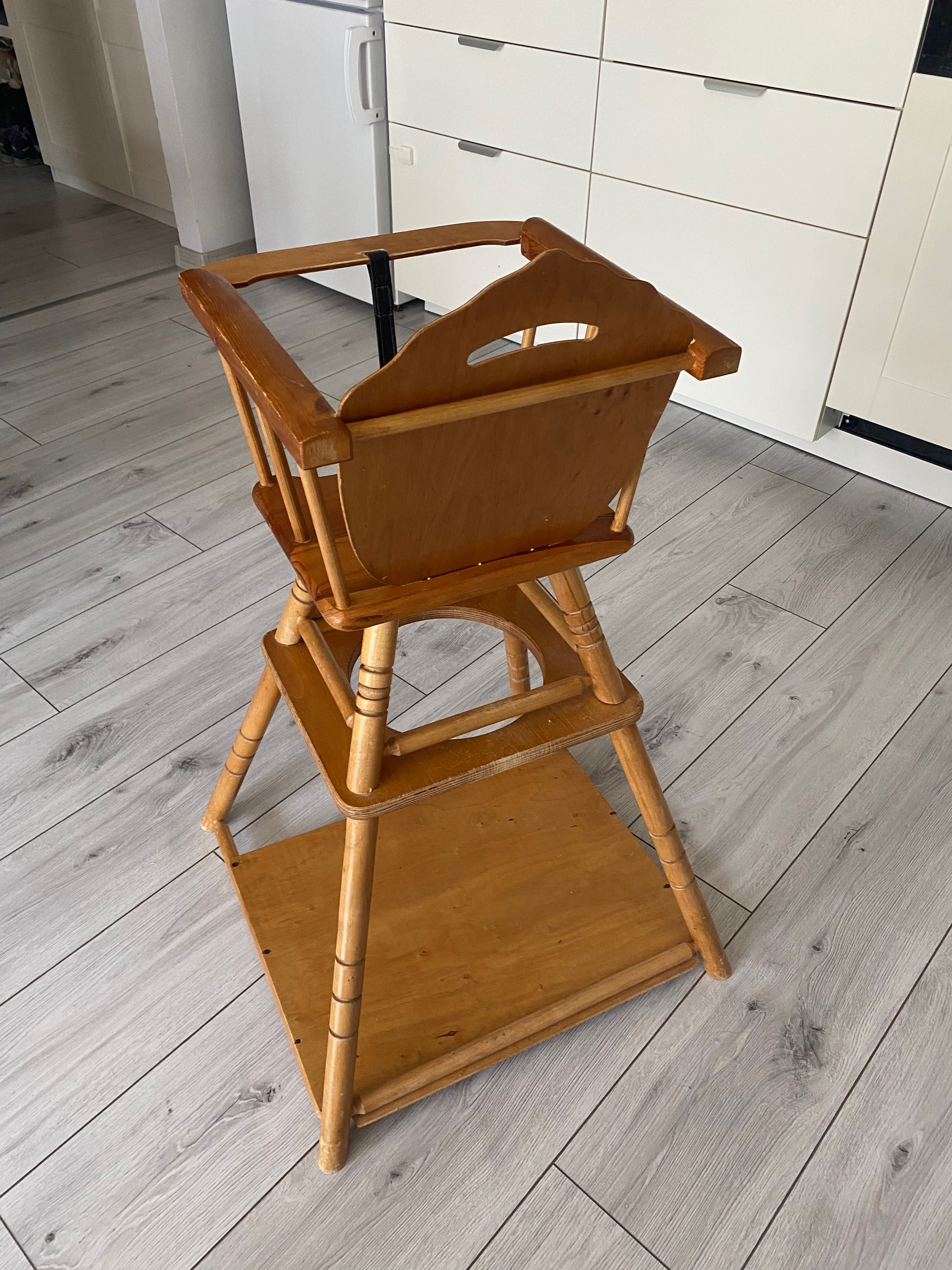 Drewniane krzesełko do karmienia 2w1