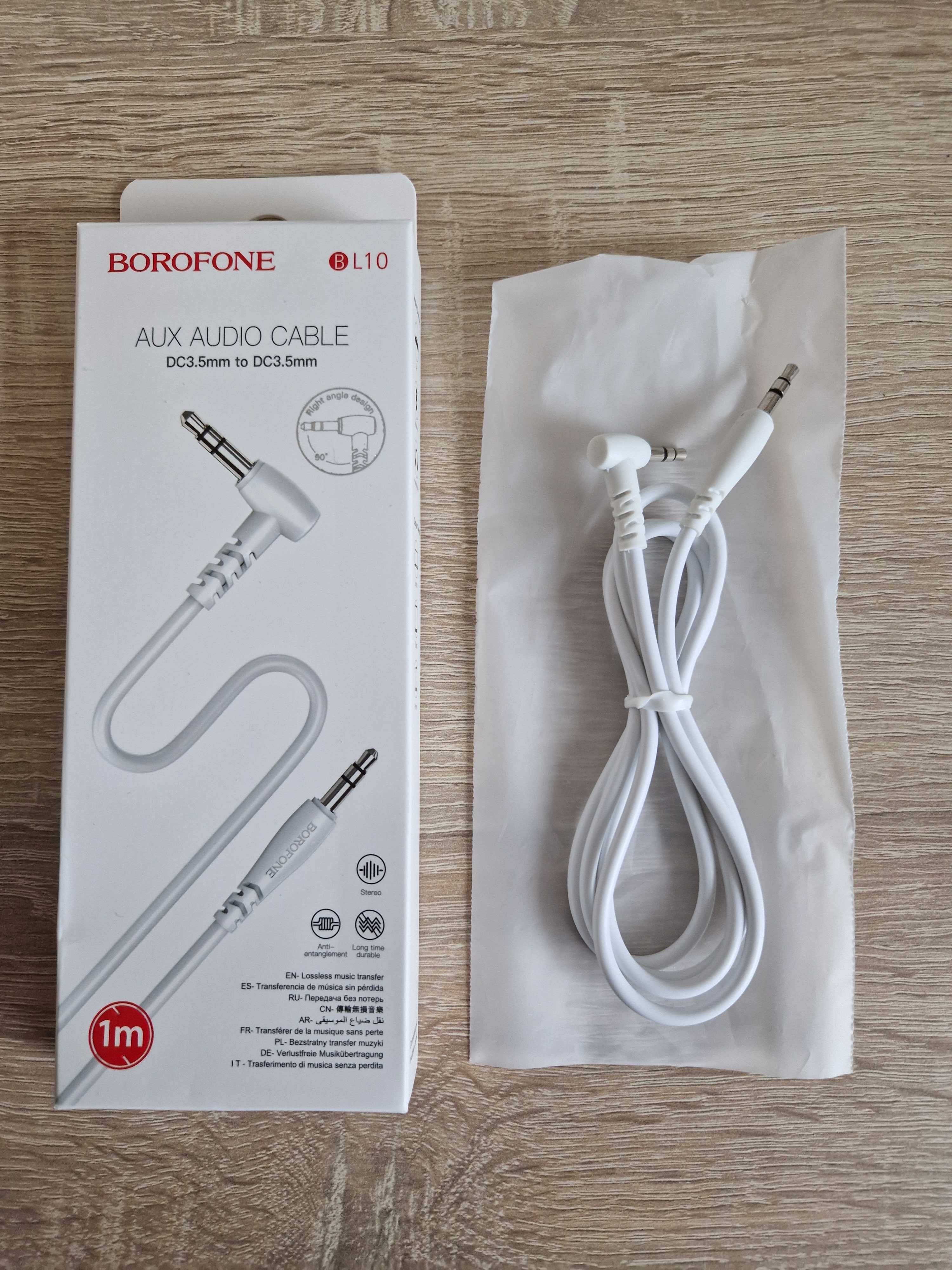 Borofone Kabel BL10 - jack 3,5mm na jack 3,5mm - kątowy 1 metr biały