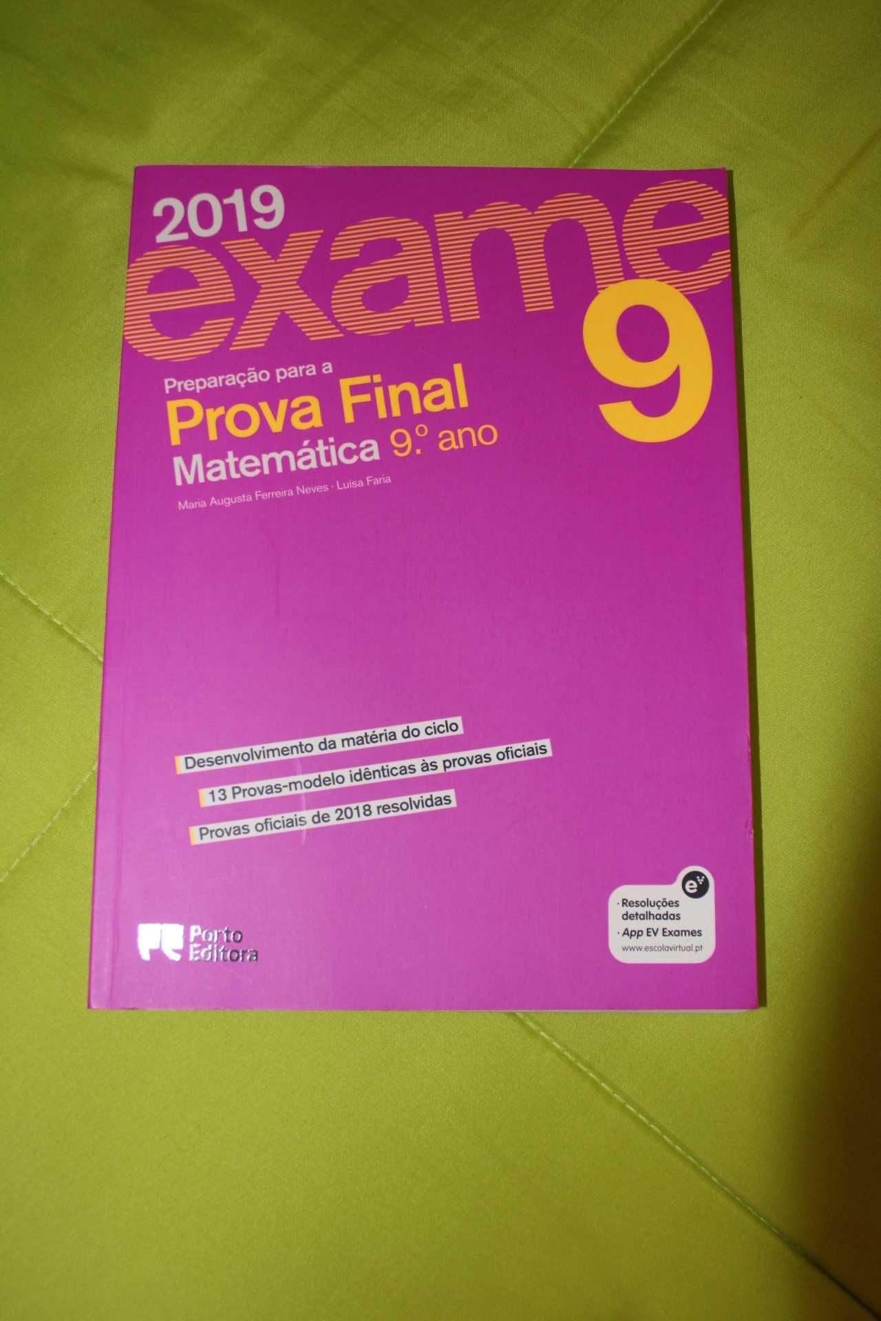 Livro "Preparação para a Prova Final Matemática 9º ano" de 2019