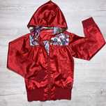 Desigual bluza satynowa 134 140 czerwona wzory unikat kaptur stan bdb