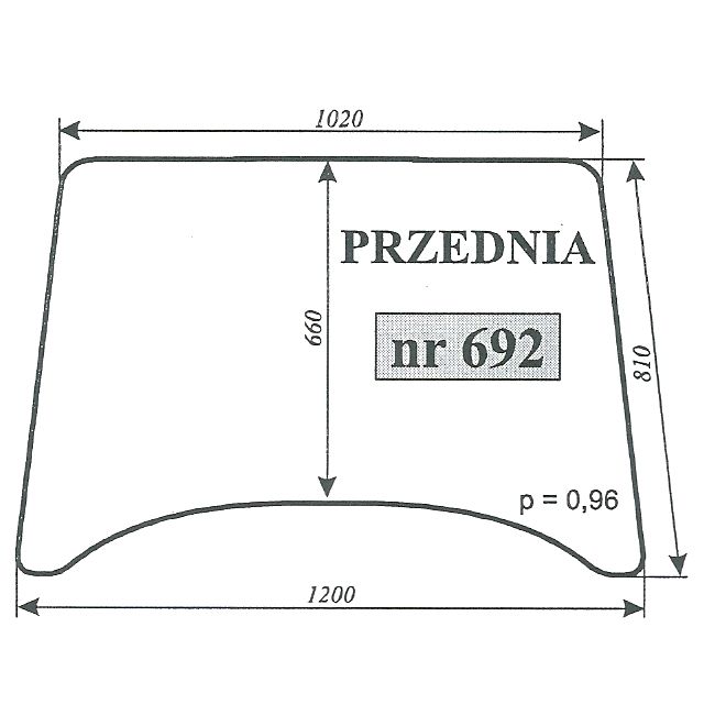 Szyba przednia ciągnika Farmtrac Polmot Escort 335 450 ACX185