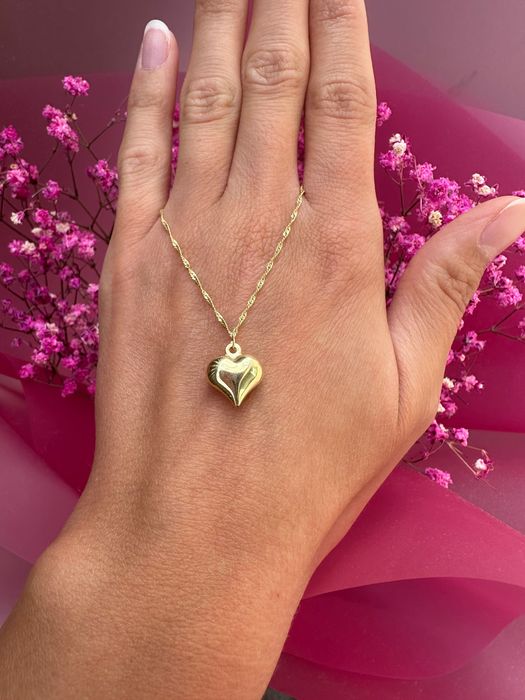 Naszyjnik z sercem złotym dmuchane serduszko pozłacany srebro 925 nowy