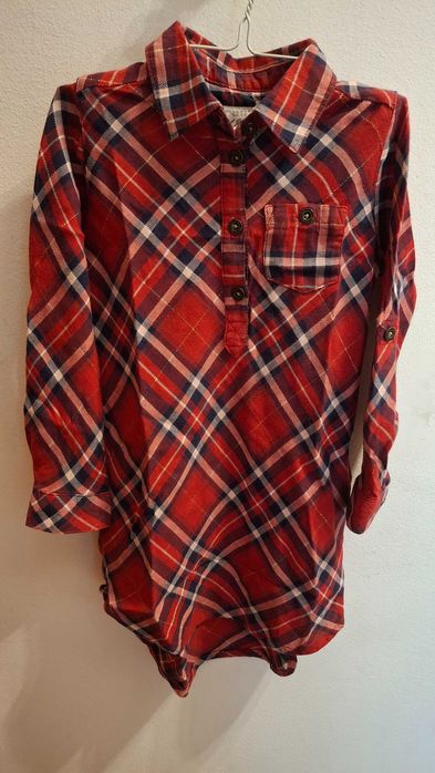 Vestido/túnica com padrão escocês em vermelho 2-3 anos