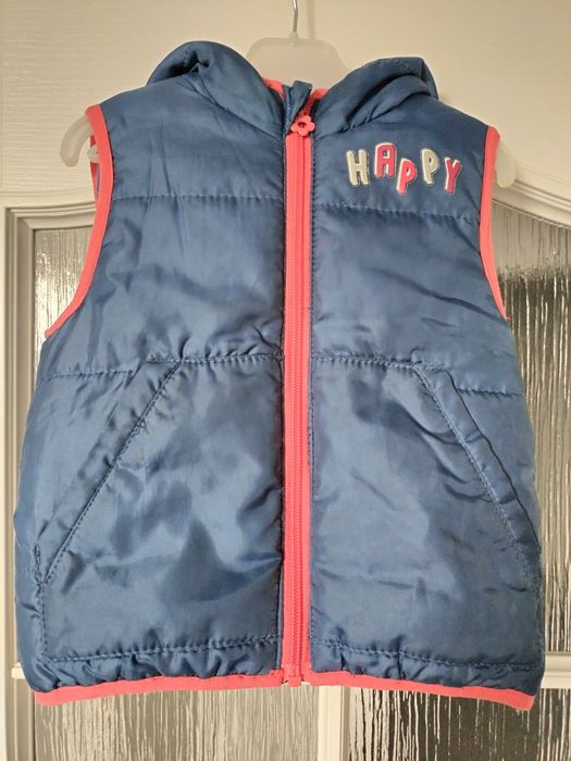 Ocieplany bezrękawnik kamizelka pikowana z kapturem, rozm. 92