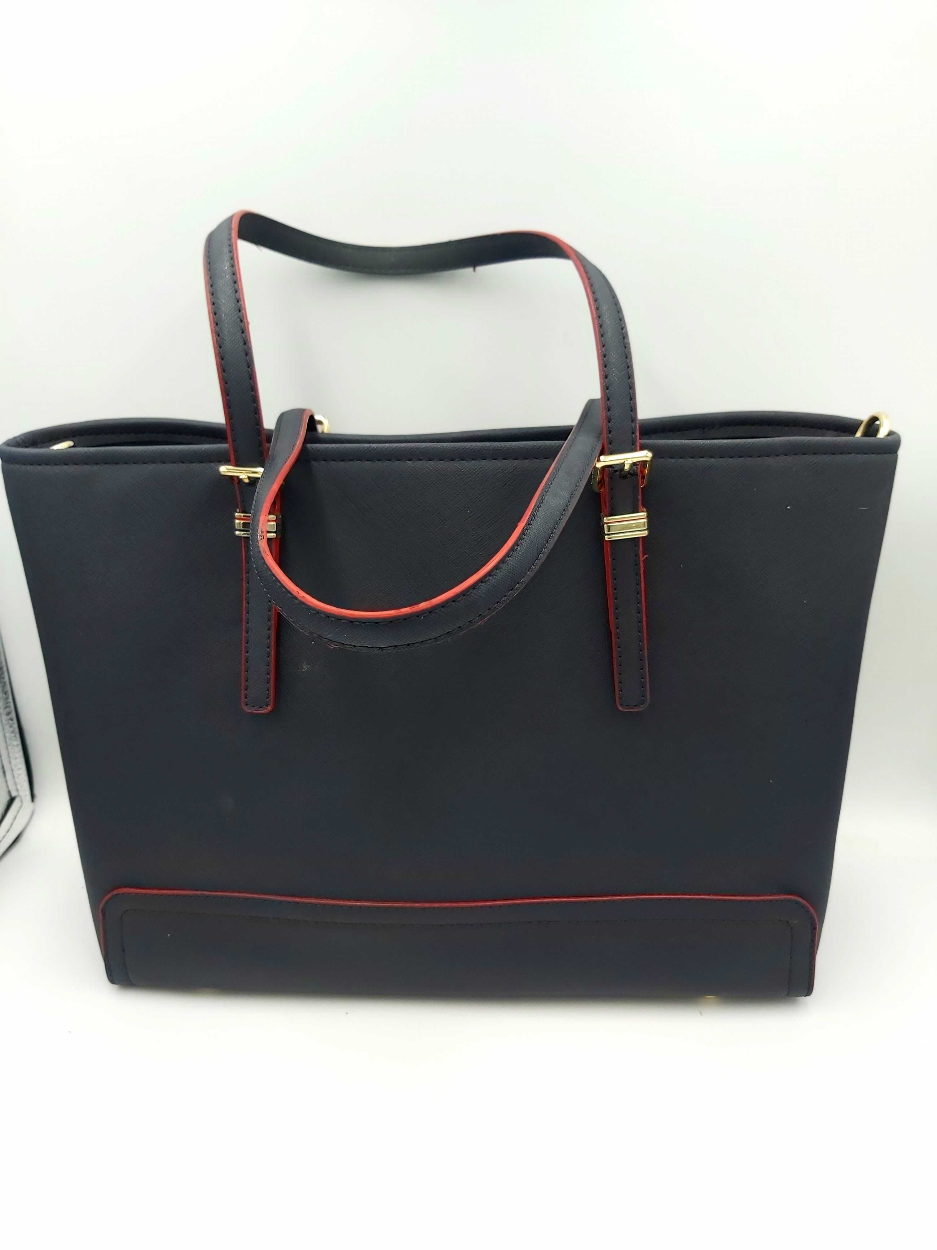 Torebka TOMMY HILFIGER granatowa czerwona torba shopperka pojemna