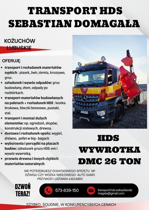 Transport HDS WYWROTKA Kożuchów Sebastian Domagała
