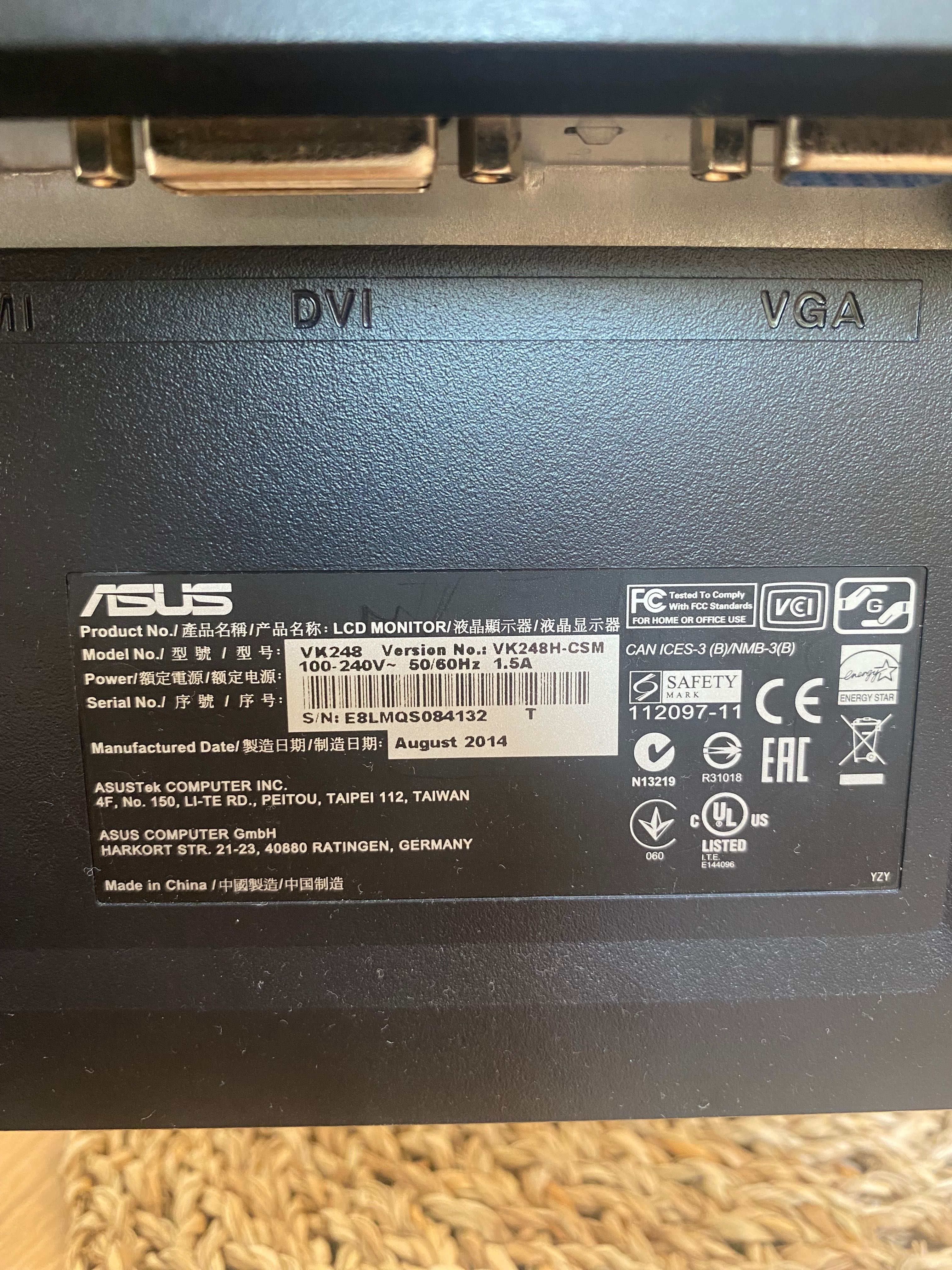 Monitor Asus 24” VK248h LCD HDMI, 50/60 Hz