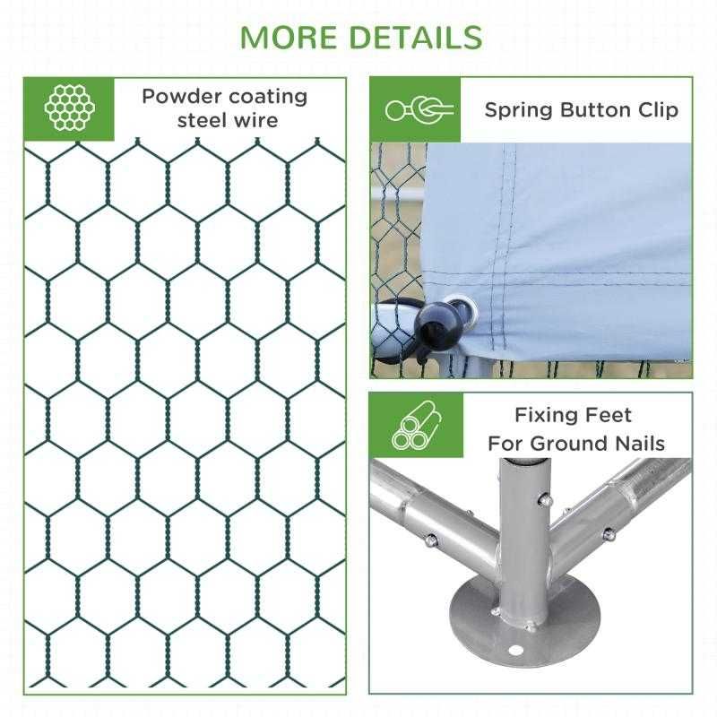 Galinheiro de Exterior de Aço Galvanizado 6,6x1,9x1,9m