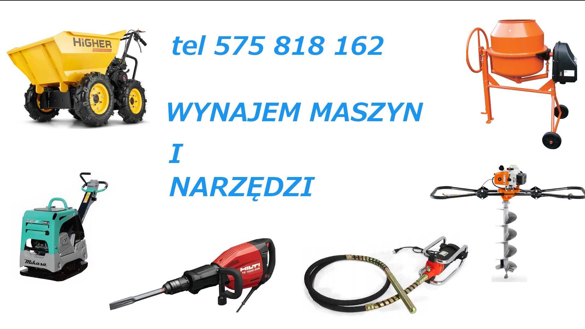 Wynajem narzędzi wypożyczalnia Zagęszczarka Młot Betoniarka Wibrator