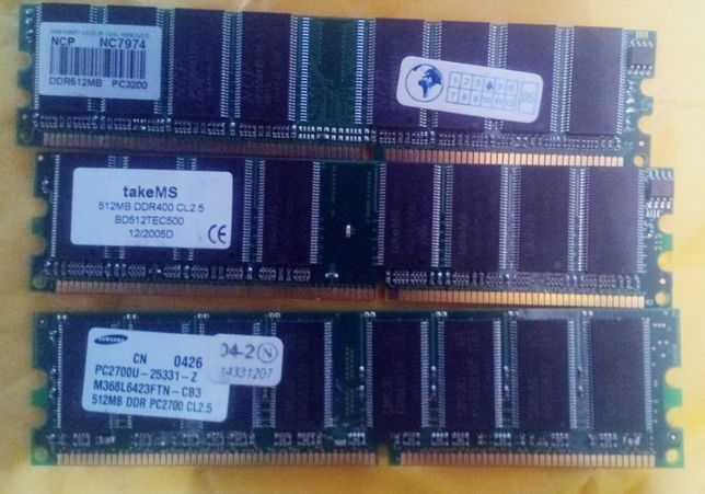 Оперативная память , DDR 512 Mb x3