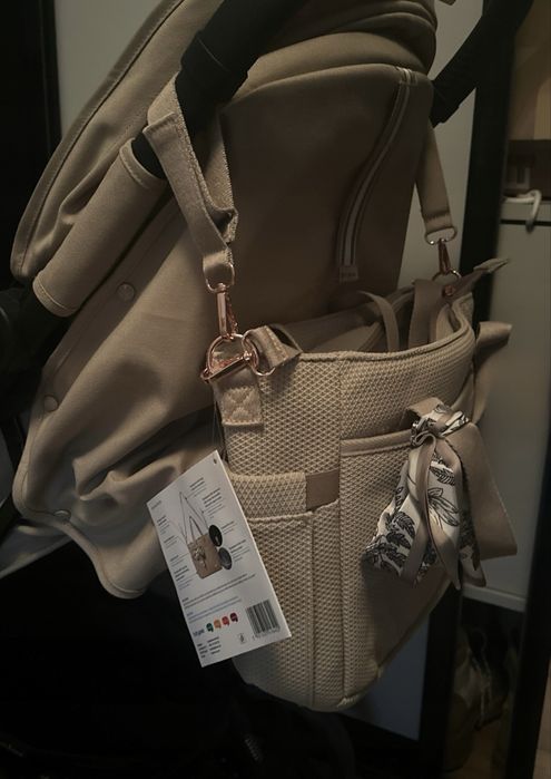 torba  dla mamy spacerowa organizer do wózka beżowa