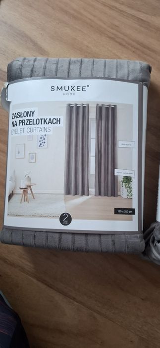 Nowe zasłony na przelotkach szare welurowe