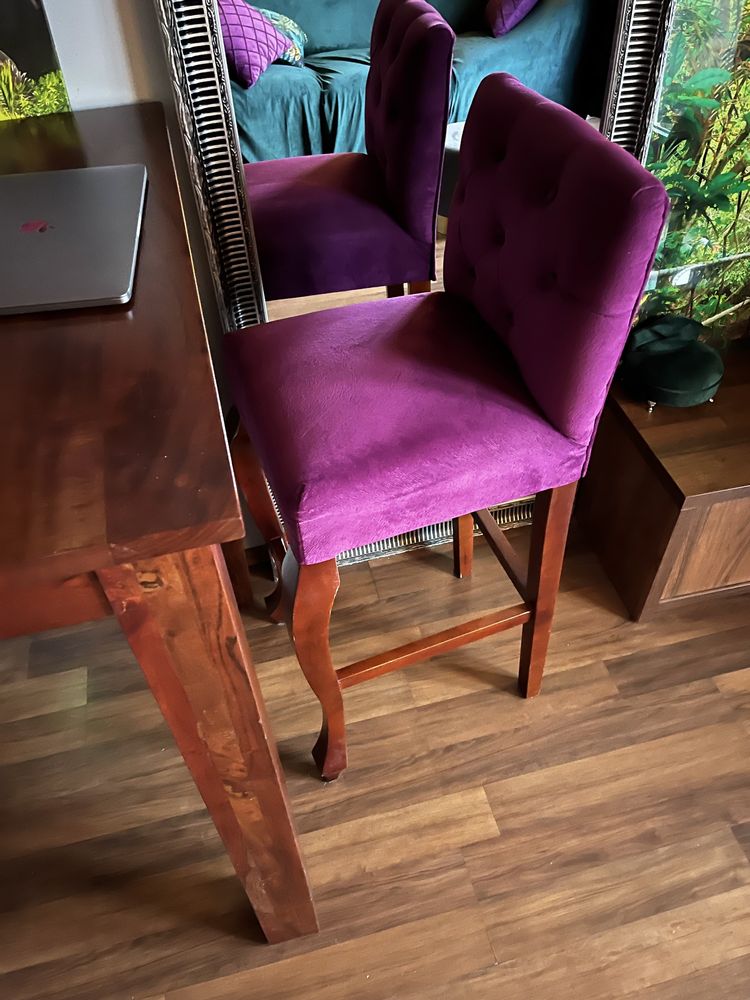 Stół krzesła drewniany wysoki barowy loft lite drewno akacjowe Wawa