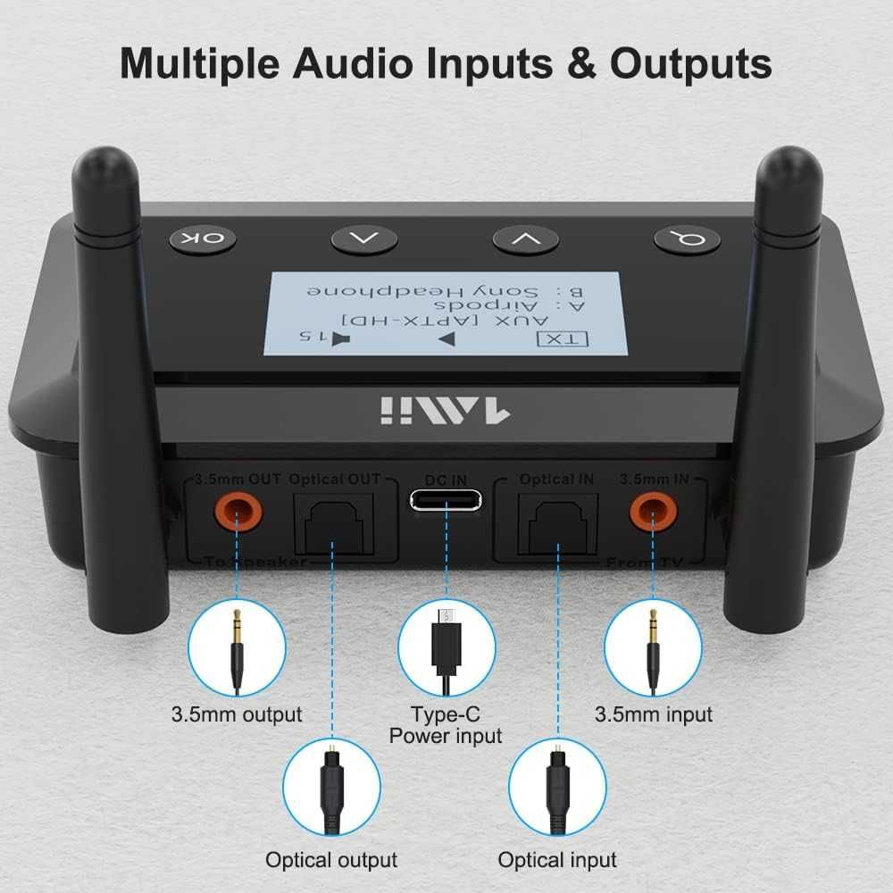 1Mii B03+ Bluetooth 5.0 Transmiter Nadajnik Odbiornik Bluetooth z LCD