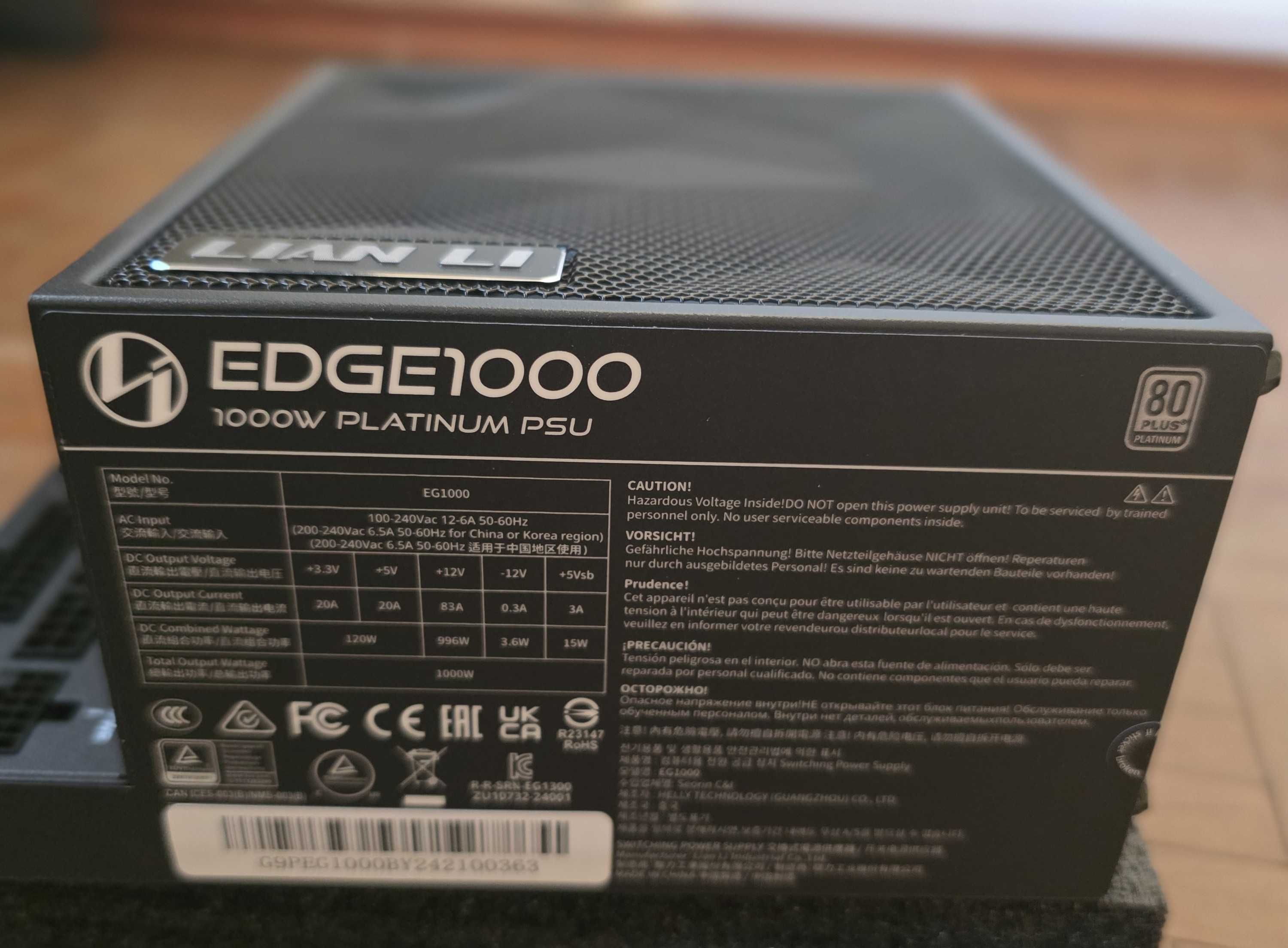 Fonte Modular Lian Li Edge 1000W 80+ Platinum Preto