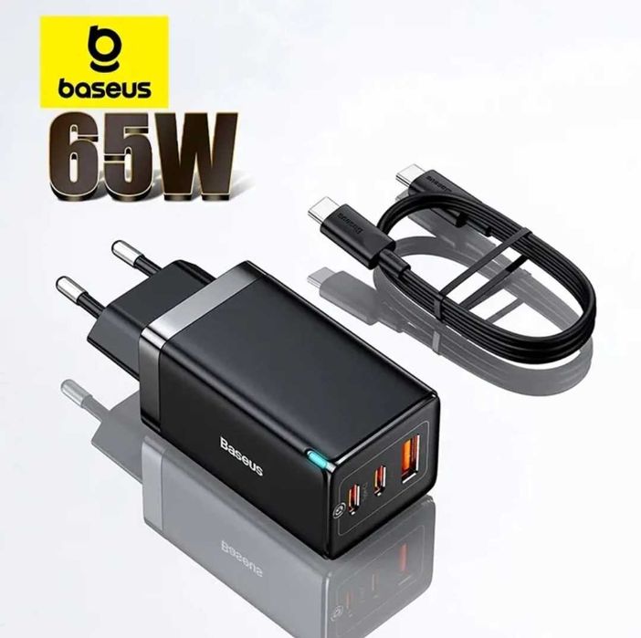Зарядное устройство сетевое Baseus 65Вт USB Type-C qc 4.0 3.0 Новый!