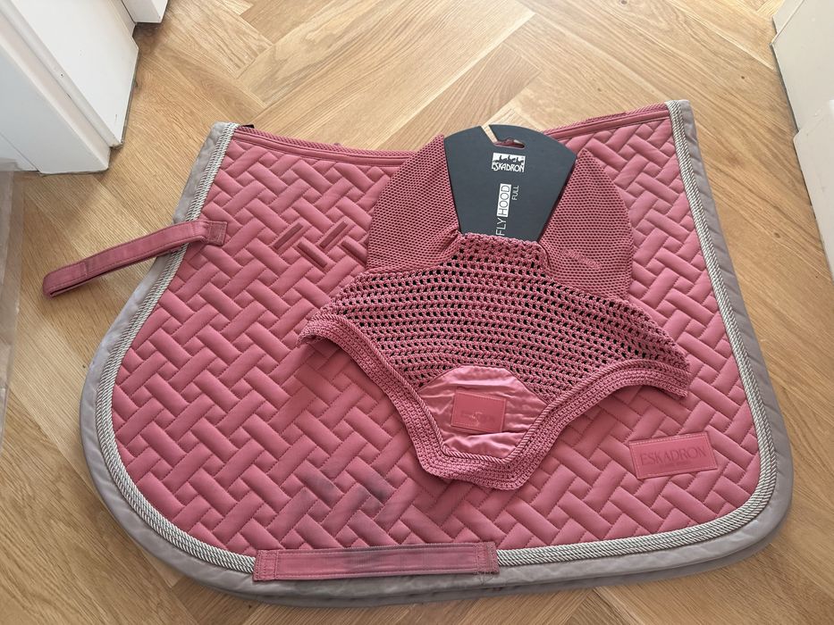 Czaprak i nauszniki eskadron różowe