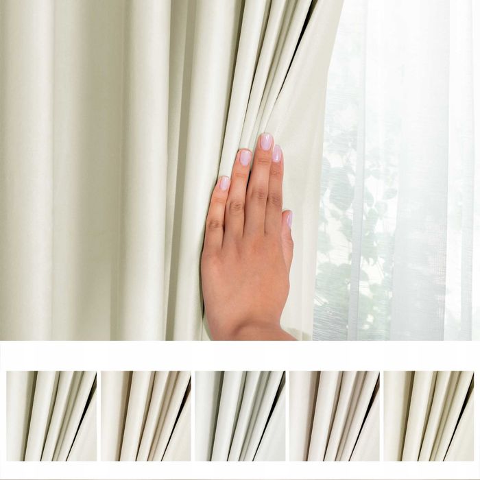 Zasłona welurowa velvet plus szarfa taśma wave multi 140x270 Kremowa