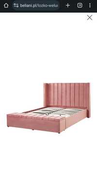 Piękne welurowe łóżko z ławką  160 x 200 różowe z materacem