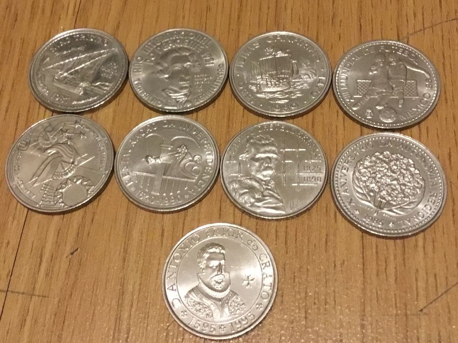 Lote de 9 moedas comemorativas 100 escudos em cupro níquel