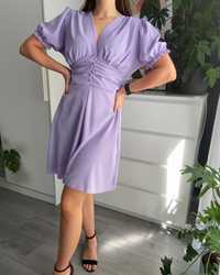 Mini sukienka z guziczkami fiolet