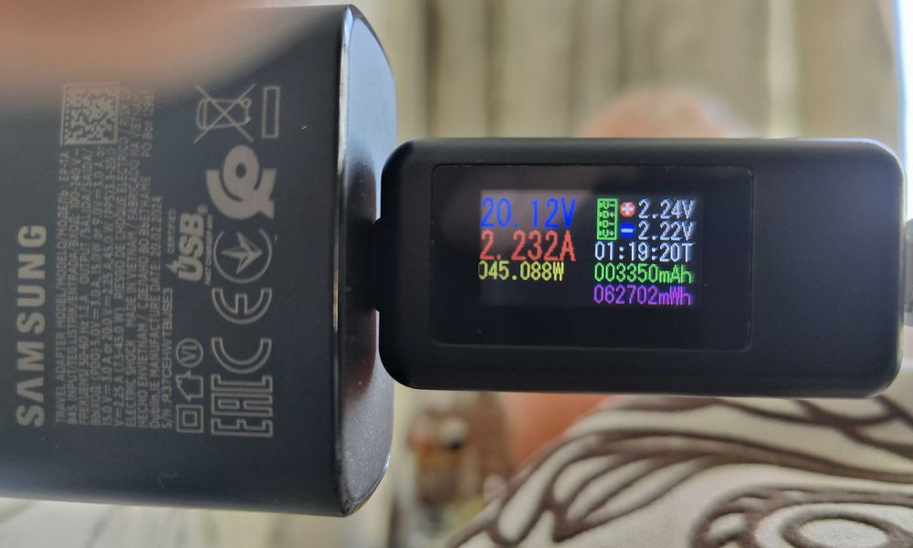 Зарядное Samsung 45 Вт + кабель 5 А, оригинальный комплект.