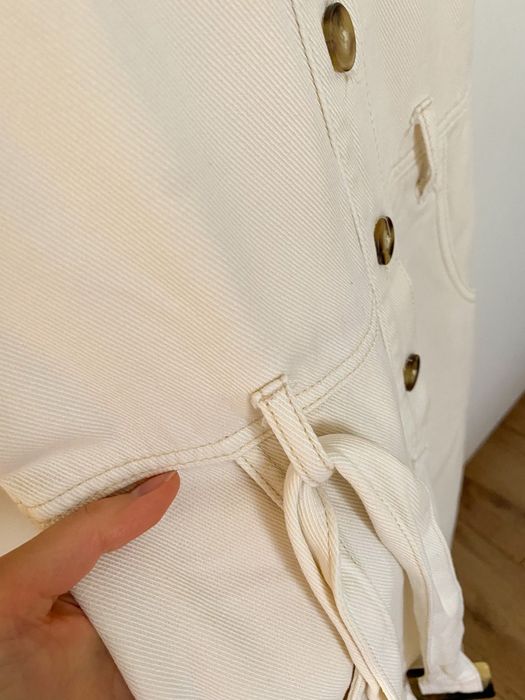 Джинсовий бавовняний молочний комбінезон Massimo Dutti розмір S