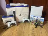 Playstation 5 z napędem + dwa pady + dwie gry