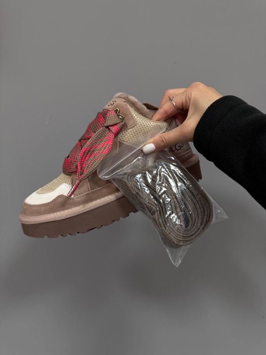 UGG Lowmel Sneakers Brown / Red натуральні Угги овчина хутро коричневі