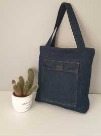 Torba jeansowa, torba shopper, torba materiałowa, handmade