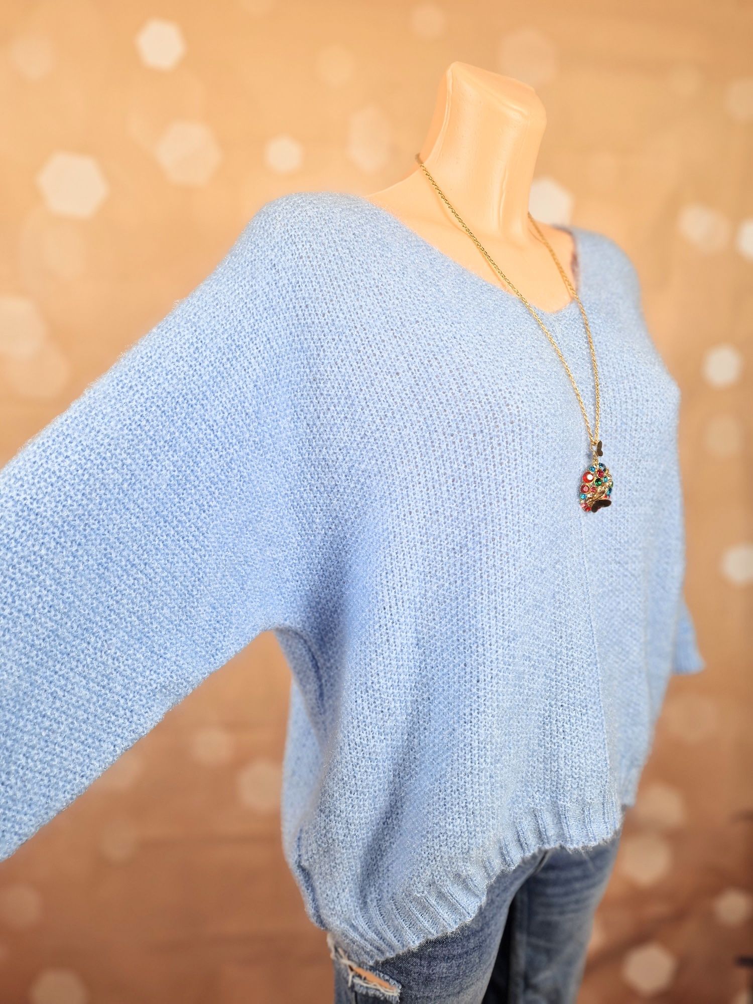 Sweter sweterek niebieski błękitny made in italy włoski XL 42 oversize