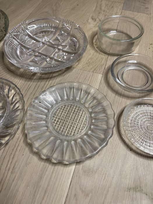 Naczynia szkło z PRL kryształ miseczki popielniczka 11 szt