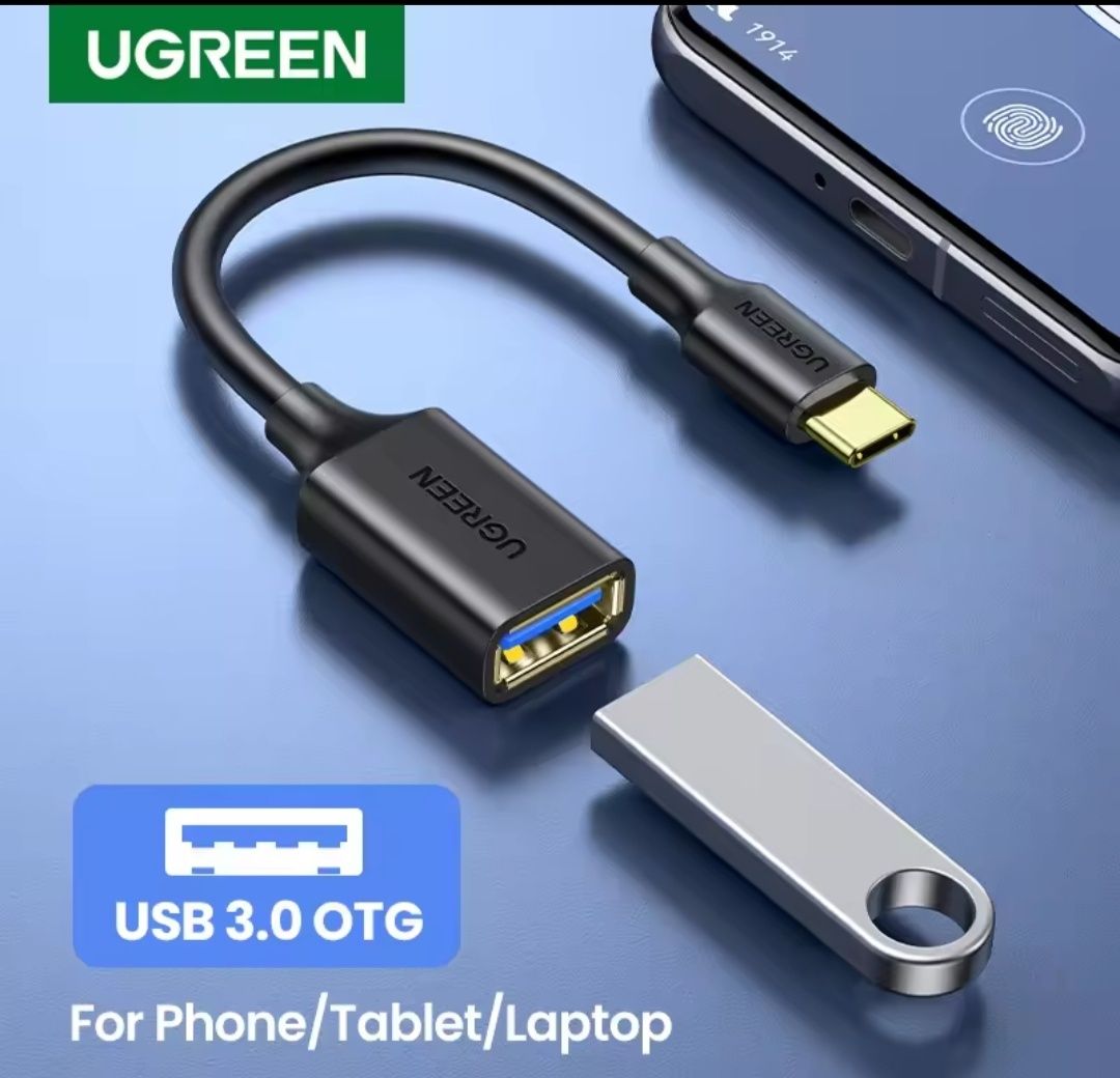 OTG адаптер UGREEN US154 USB-C Male to USB 3.0 A Female Cable (Black)