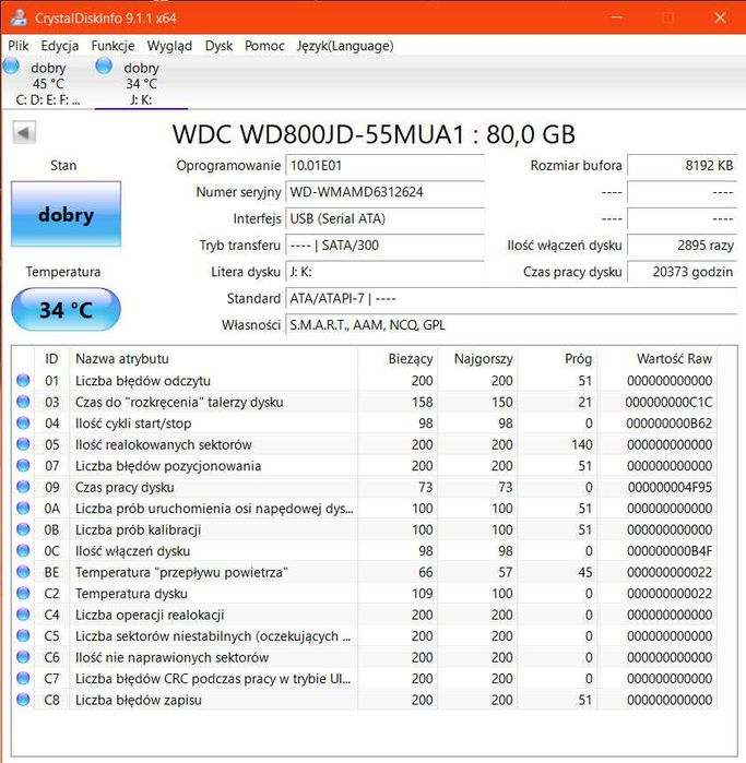 Dysk WDC WD800JD-55MUA1 80GB