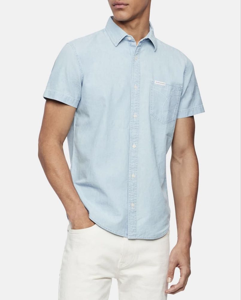 CALVIN KLEIN ОРИГІНАЛ. Сорочка рубашка біла джинсова блакитна L XL