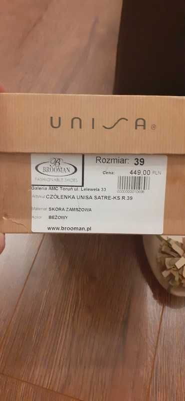 Buty Unisa rozmiar 39, skóra zamszowa