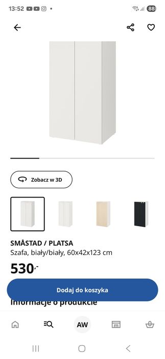 Szafa i komoda Plasta ikea szare