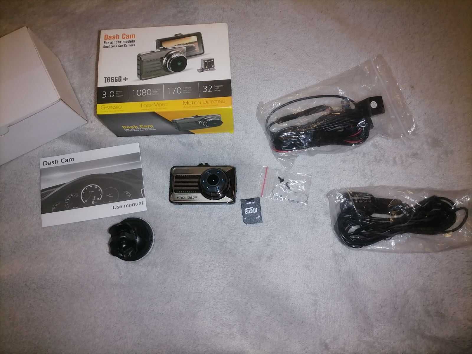 Видеорегистратор Blackbox DVR T666G+ на 2 камеры 1080FHD Dash Cam