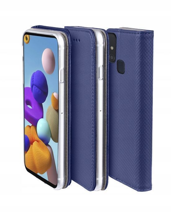 Etui Z Klapką Magnet Do Samsung Galaxy A21S Portfel Granatowe